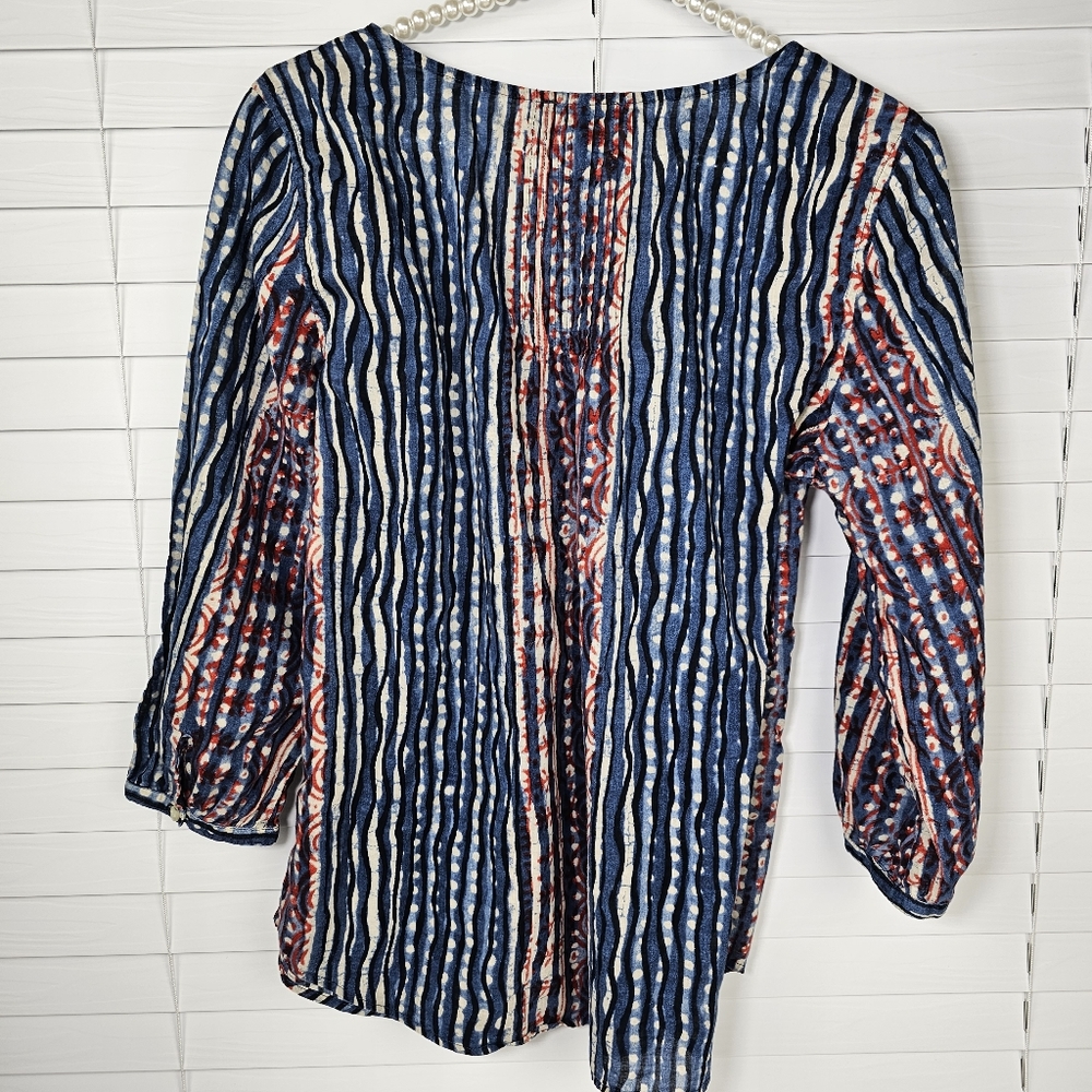 LRL Ralph Lauren Pintuck Peasant Top with 3/4 Sleeves - Picture 4 of 13